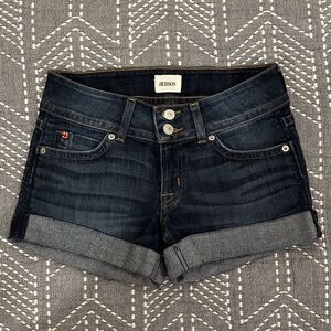Hudson Medium-rise Dark Wash Cuffed Denim Shorts